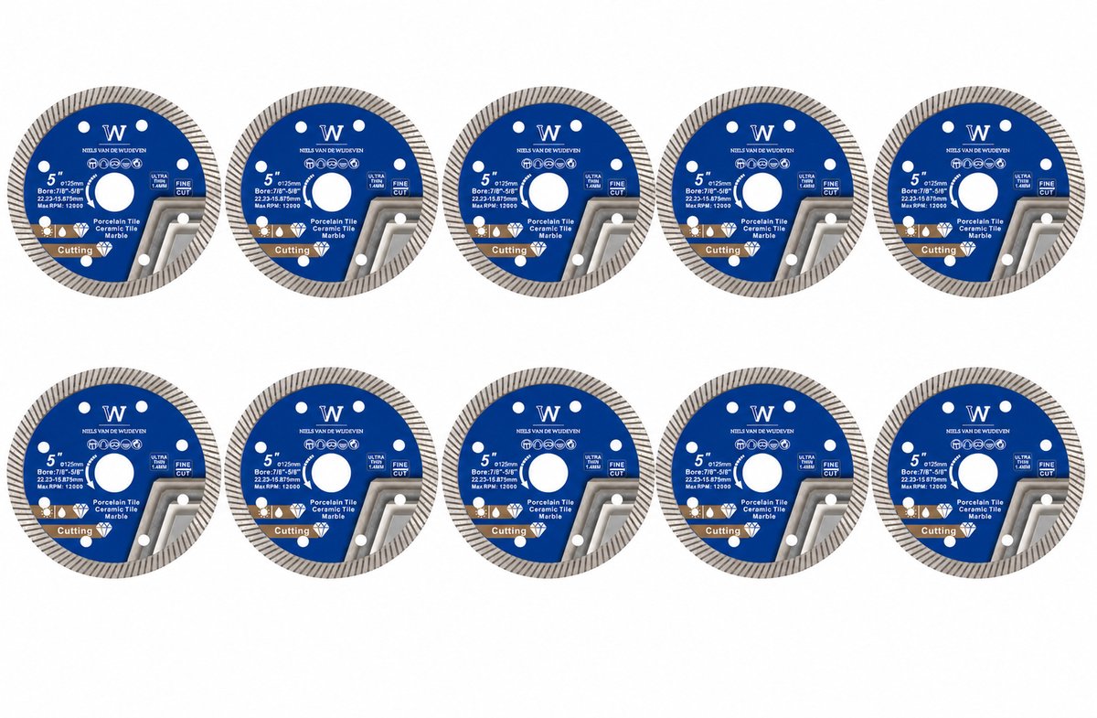 Diamantzaagblad 125 mm · set van 10 stuks